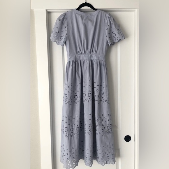 Cotton Eyelet Midi Dress FLORET STUDIOS Size Small Blue - Picture 4 of 6